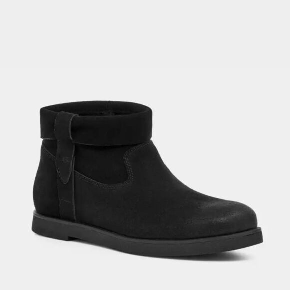 UGG Josefene Cuff Women's Suede Ankle Zip Boots in Black - Picture 4 of 15